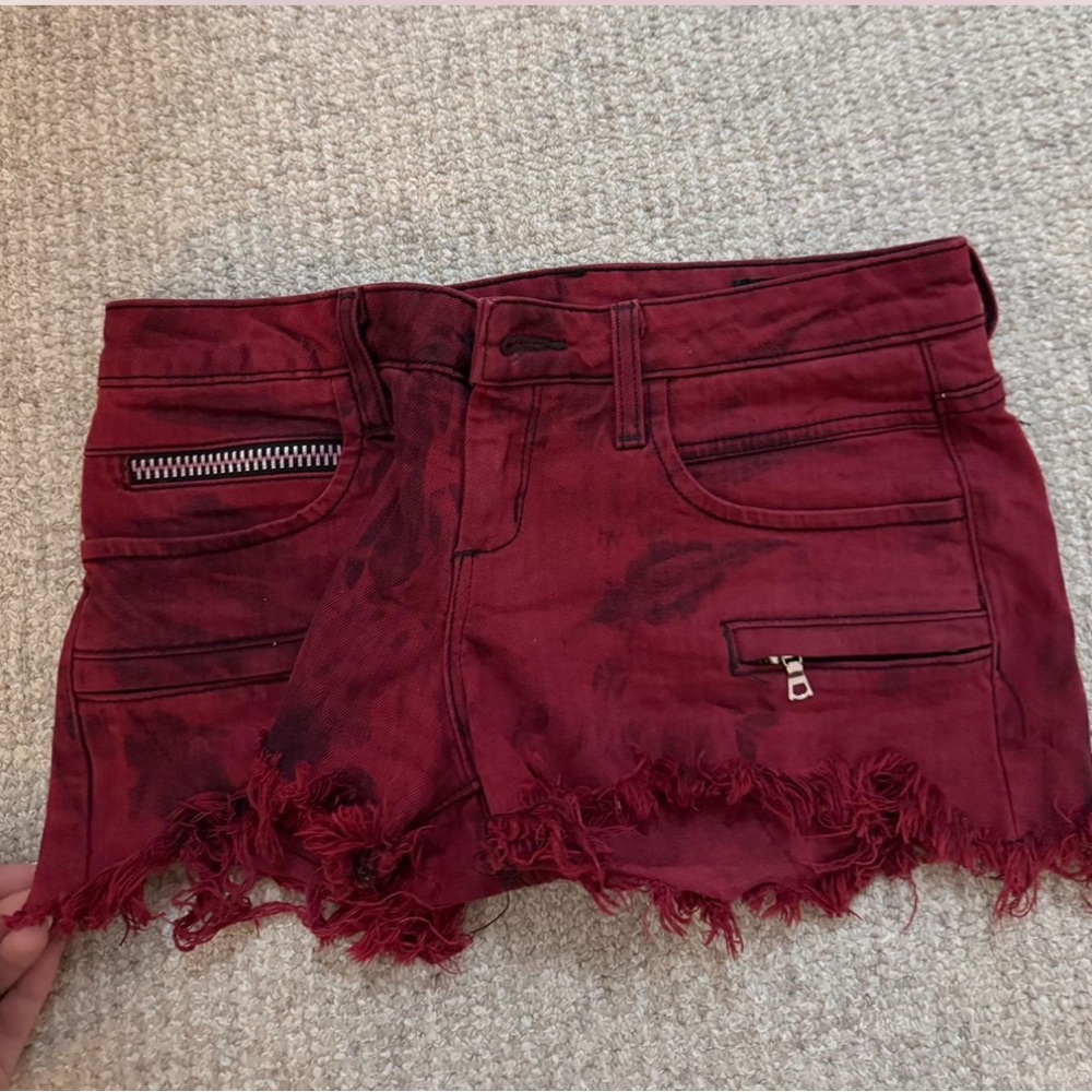 Stylish Red Denim Shorts